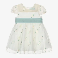 Abel & Lula Baby Girls Ivory Floral Tulle Dress