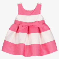 Abel & Lula Girls Pink Striped Bow Dress