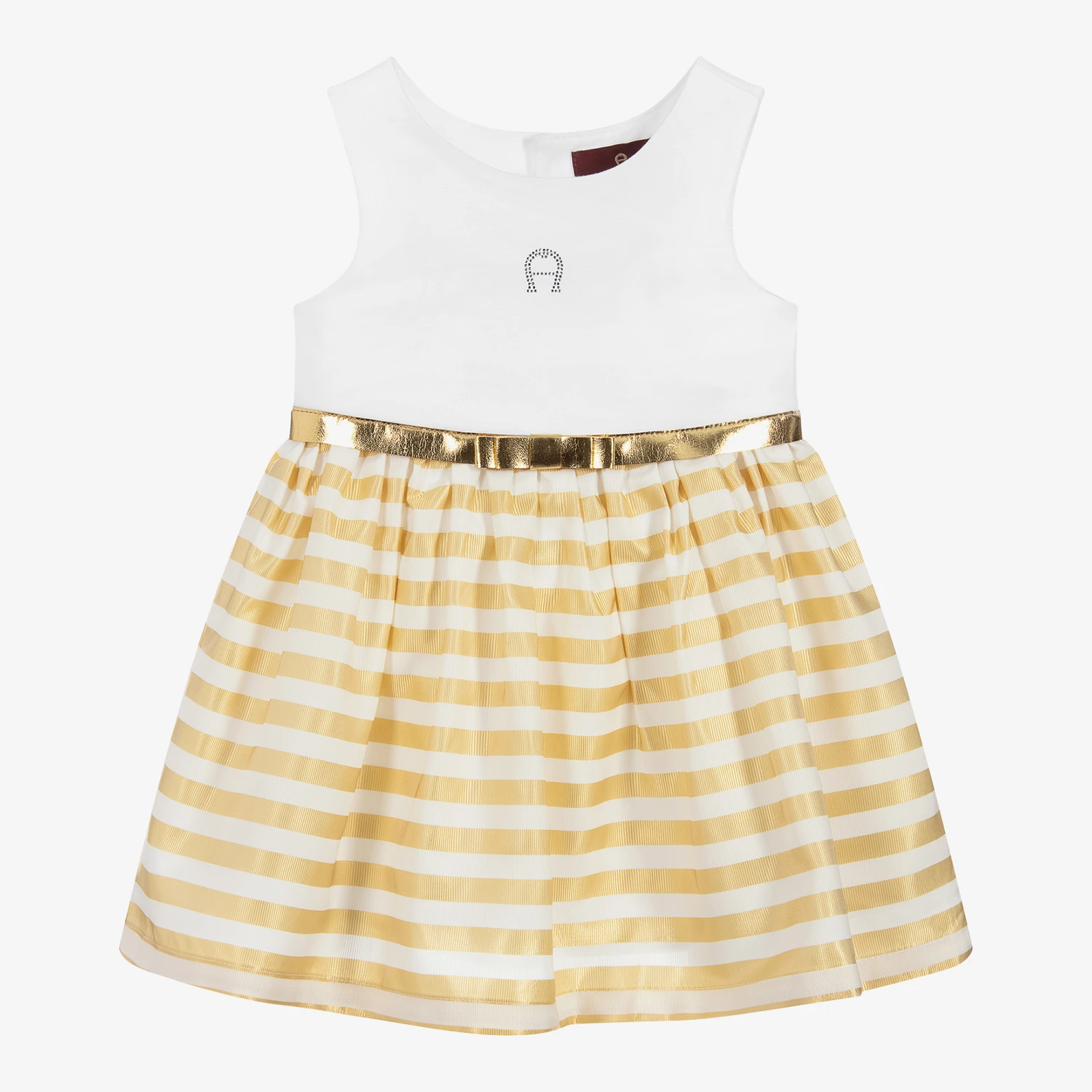 AIGNER Baby White & Gold Cotton Dress 3 AIGNER Baby White & Gold Cotton Dress