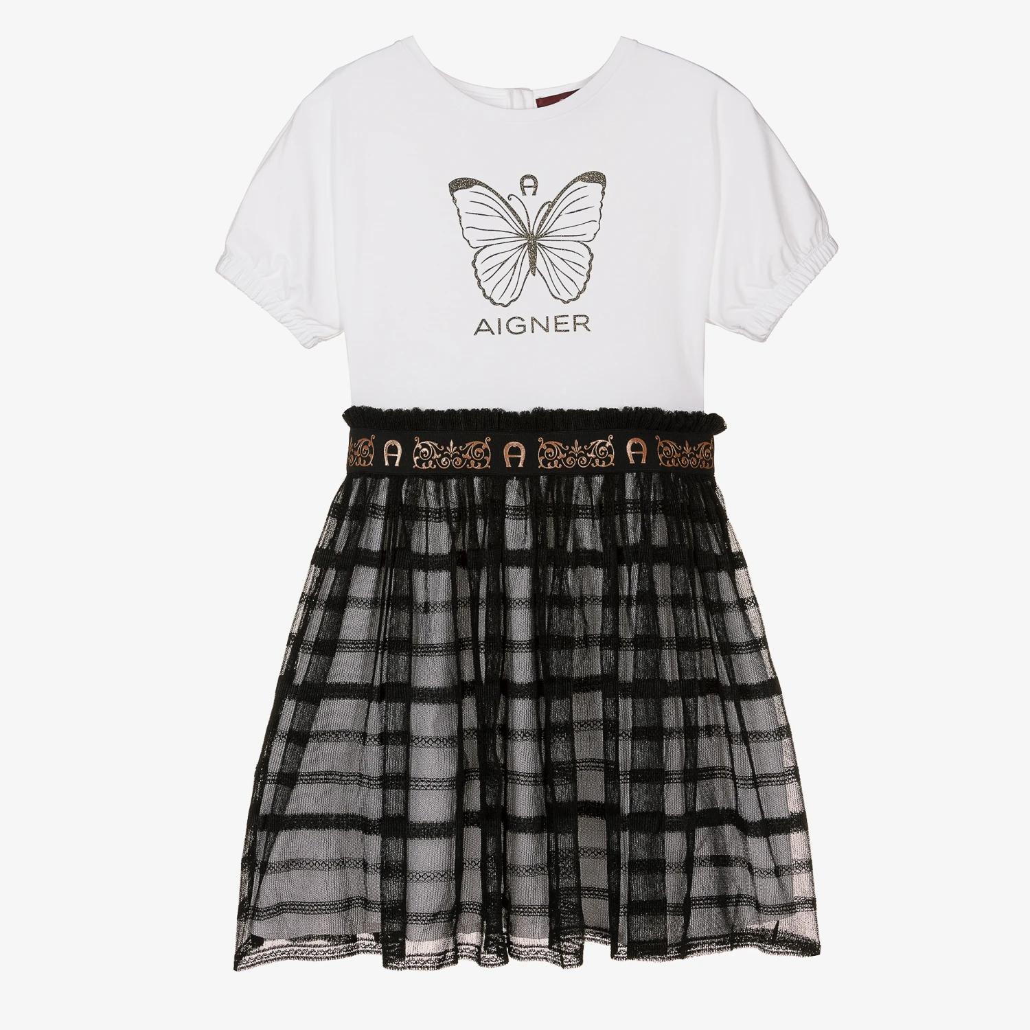 AIGNER Teen Girls Black & White Butterfly Dress 3 AIGNER Teen Girls Black & White Butterfly Dress