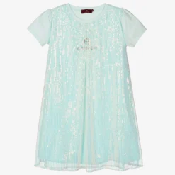 AIGNER Teen Girls Blue Sequin Shimmer Dress