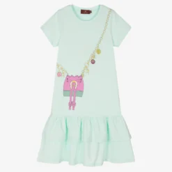 AIGNER Teen Girls Green Cotton Crossbody Bag Dress