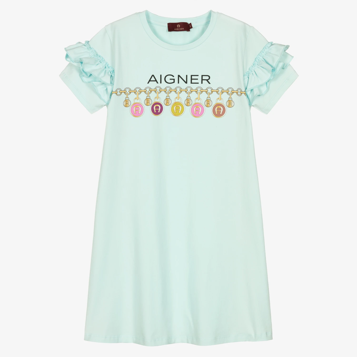 AIGNER Teen Girls Green Cotton Logo Dress 3 AIGNER Teen Girls Green Cotton Logo Dress
