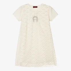 AIGNER Teen Girls Ivory Chiffon Polka Dot Dress