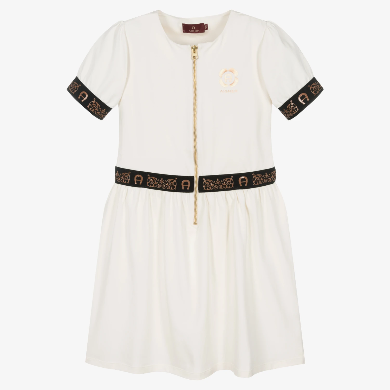 AIGNER Teen Girls Ivory Cotton Logo Dress 3 AIGNER Teen Girls Ivory Cotton Logo Dress