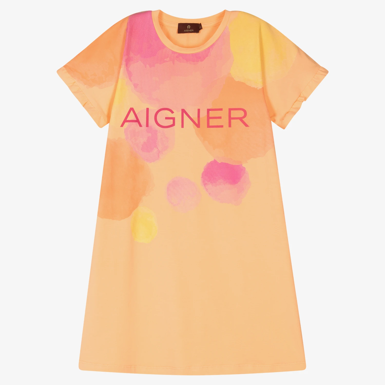 AIGNER Teen Girls Orange & Pink Cotton Dress 3 AIGNER Teen Girls Orange & Pink Cotton Dress