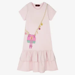 AIGNER Teen Girls Pink Cotton Crossbody Bag Dress