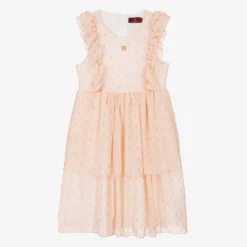 AIGNER Teen Girls Pink & Gold Chiffon Dress