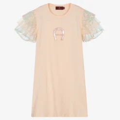 AIGNER Teen Girls Pink Sequin & Logo Dress