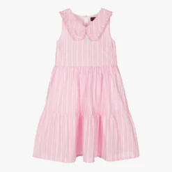 AIGNER Teen Girls Pink Striped Shirt Dress