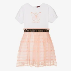 AIGNER Teen Girls Pink & White Butterfly Dress