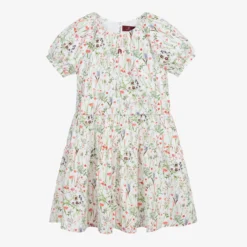 AIGNER Teen Ivory Floral Logo Dress