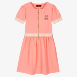AIGNER Teen Pink Bear Logo Zip Dress