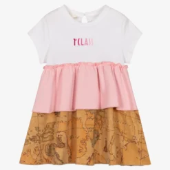 Alviero Martini Baby Girls Cotton Jersey Geo Map Dress