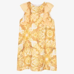 Alviero Martini Teen Girls Gold A-Line Logo Dress