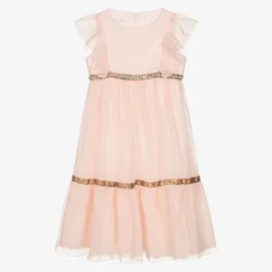 Alviero Martini Teen Girls Pink Geo Map Chiffon Dress
