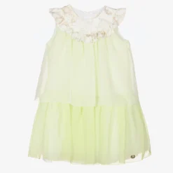 Alviero Martini Teen Green Chiffon Map Dress