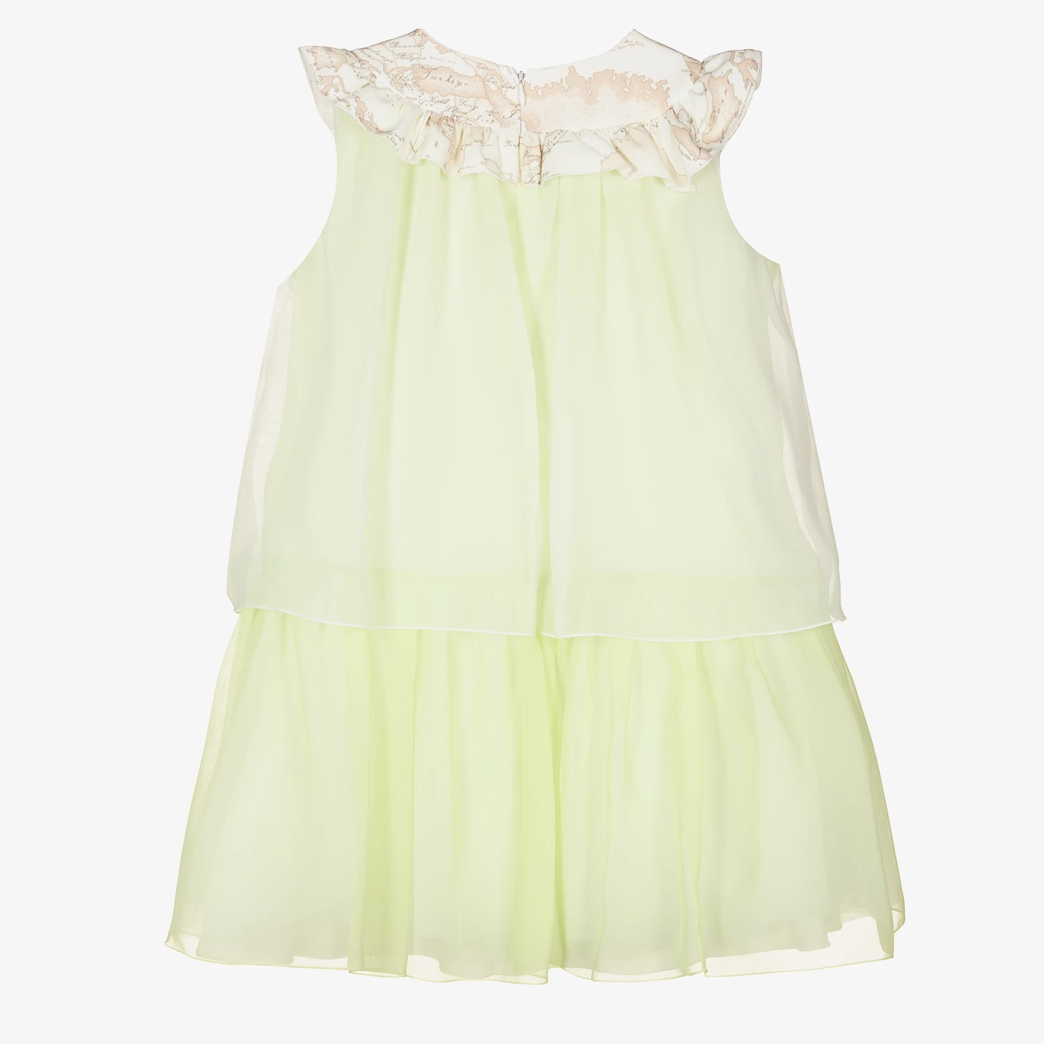 Alviero Martini Teen Green Chiffon Map Dress 4 Alviero Martini Teen Green Chiffon Map Dress - Image 2