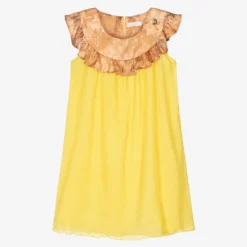 Alviero Martini Teen Yellow Geo Map Dress