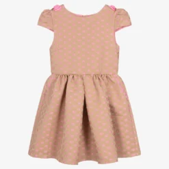 Angel's Face Teen Girls Beige & Pink Hearts Dress
