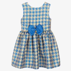 Angel's Face Teen Girls Blue & Gold Dress