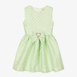Angel's Face Teen Girls Green Floral Brocade Dress