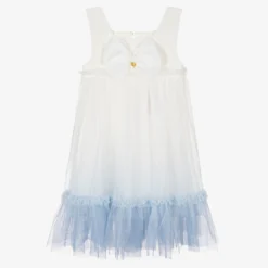 Angel's Face Teen Girls White & Blue Tulle Ombré Dress