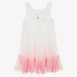 Angel's Face Teen Girls White & Pink Tulle Ombré Dress