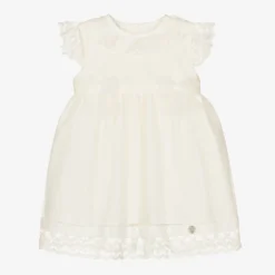 Artesanía Granlei Baby Girls Ivory Tulle & Lace Dress