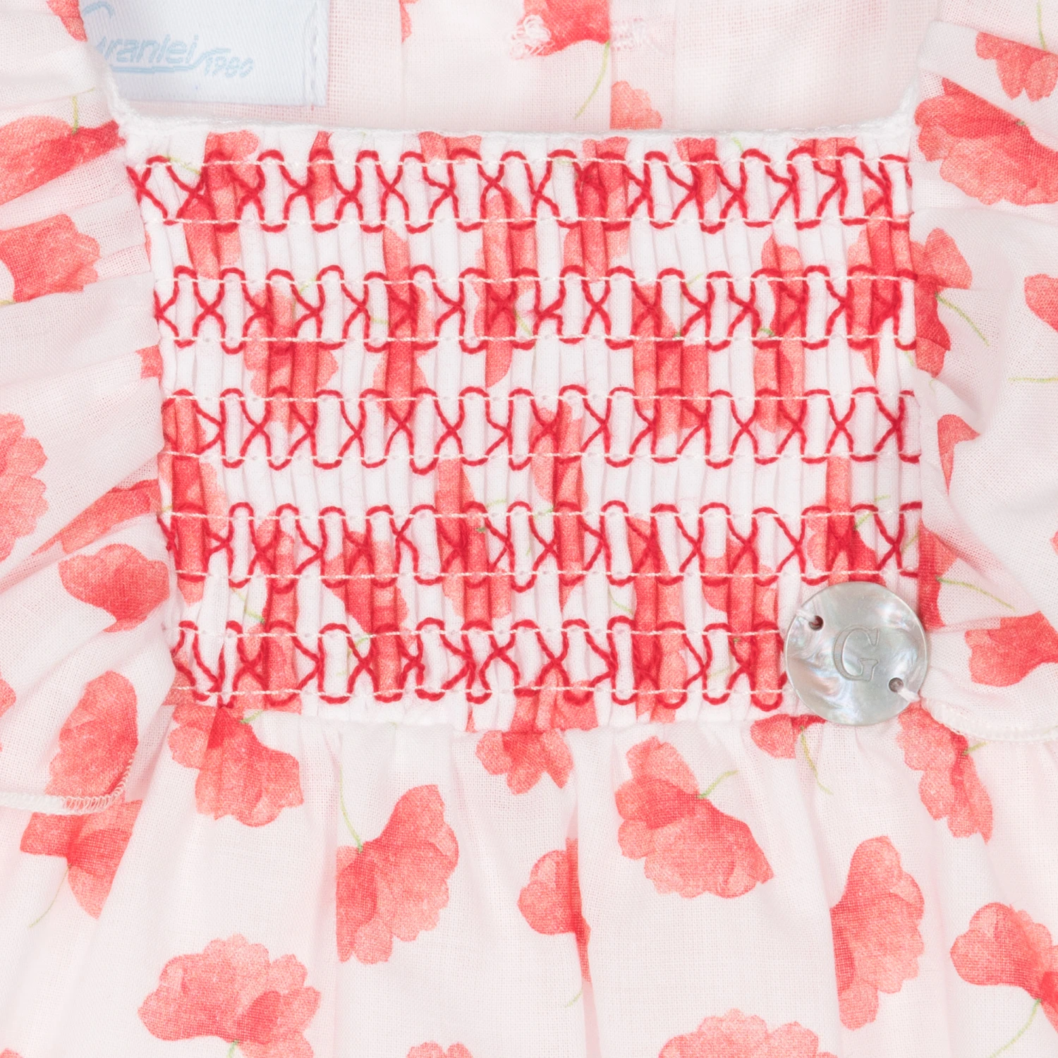 Artesanía Granlei Baby Girls Red Floral Cotton Dress 7 Artesanía Granlei Baby Girls Red Floral Cotton Dress - Image 5