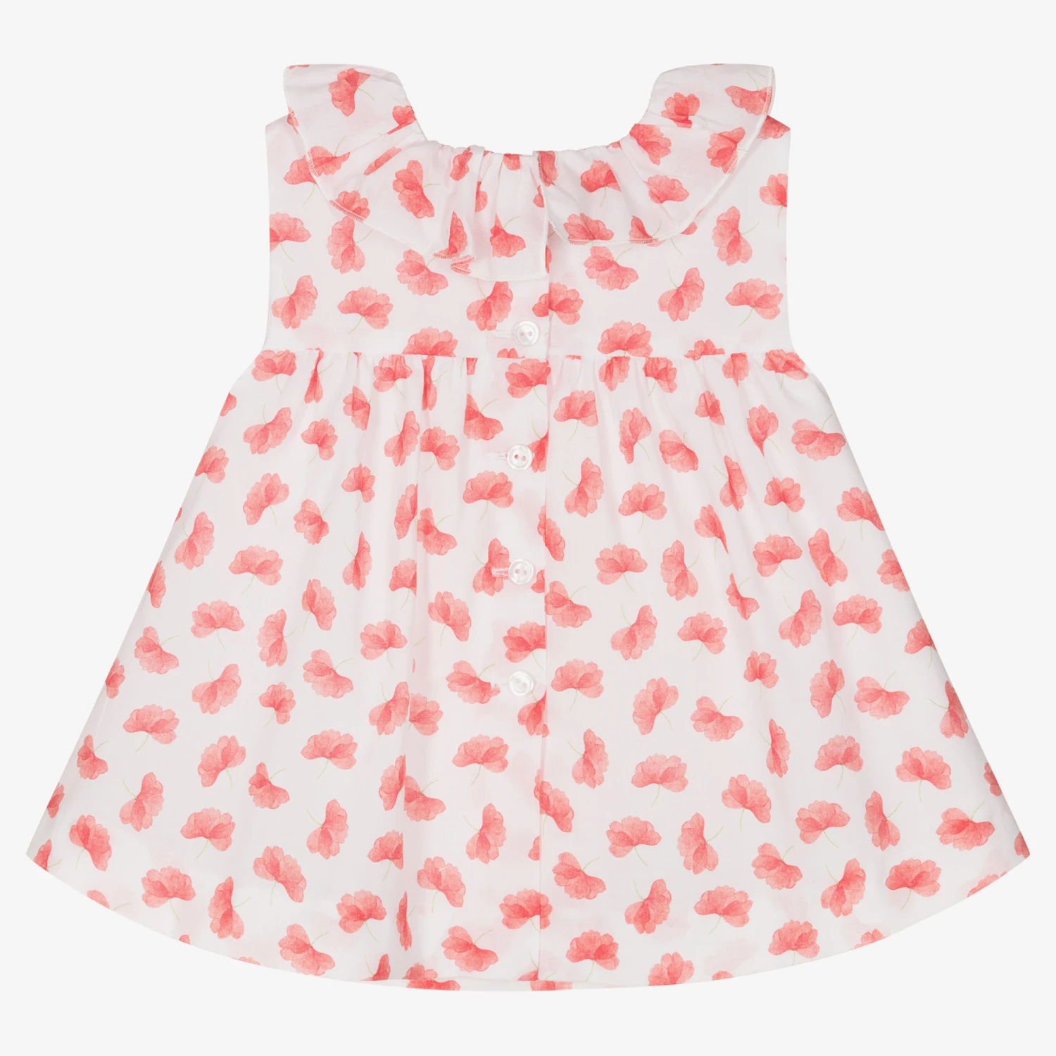 Artesanía Granlei Baby Girls Red Floral Cotton Dress 5 Artesanía Granlei Baby Girls Red Floral Cotton Dress - Image 3