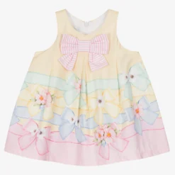Balloon Chic Baby Girls Yellow & Pink Cotton Dress