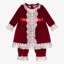 Beau KiD Red Velvet Baby Dress Set