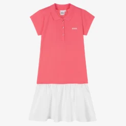 BOSS Teen Pink & White Polo Dress