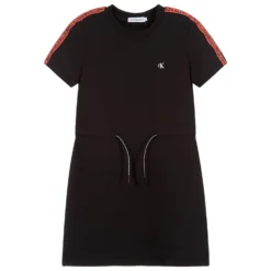 Calvin Klein Jeans Teen Black Logo Tape Dress