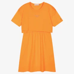 Calvin Klein Jeans Teen Girls Orange Cotton Logo Dress