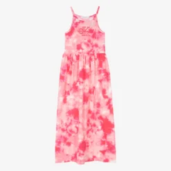 Calvin Klein Teen Girls Pink Tie-Dye Cotton Maxi Dress