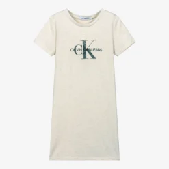 Calvin Klein Jeans Teen Ivory Snake Logo Dress