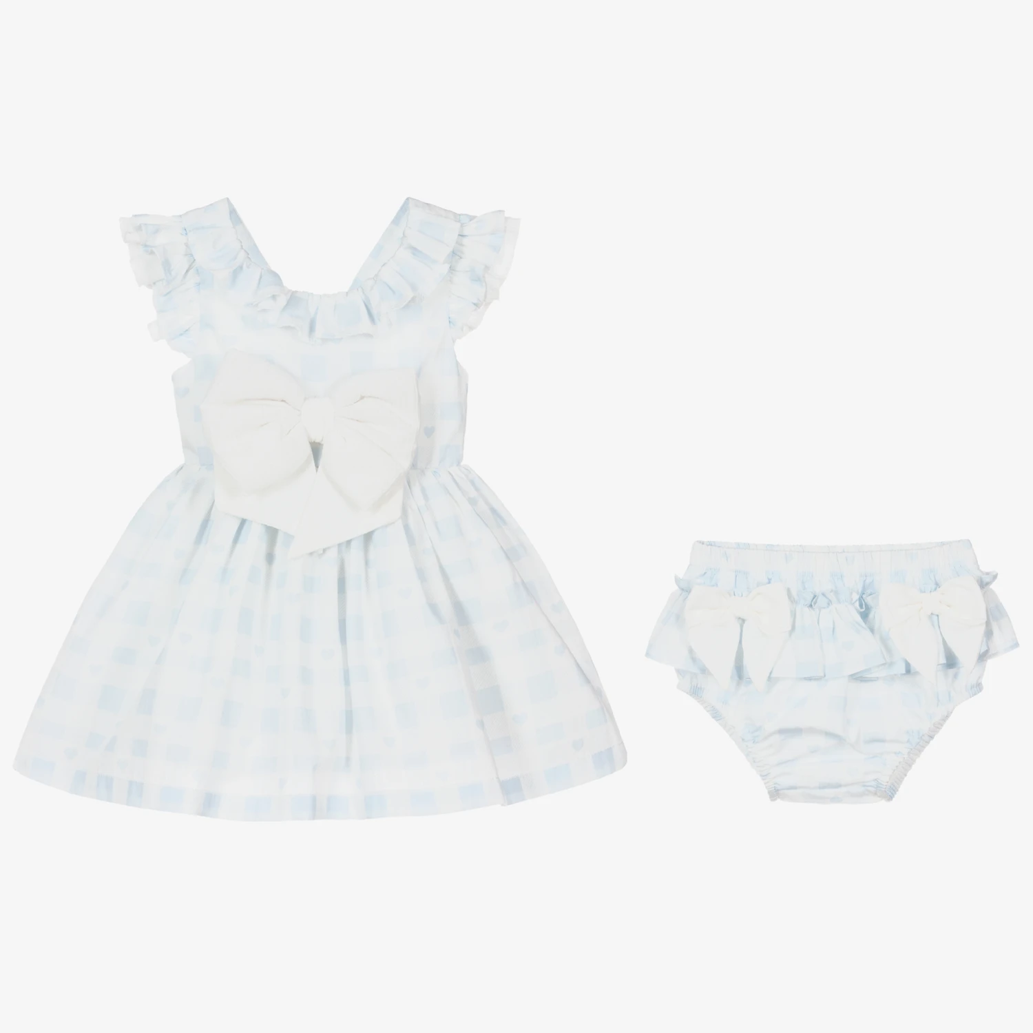 Caramelo Kids Baby Girls Blue Check Dress Set 6 Caramelo Kids Baby Girls Blue Check Dress Set - Image 4