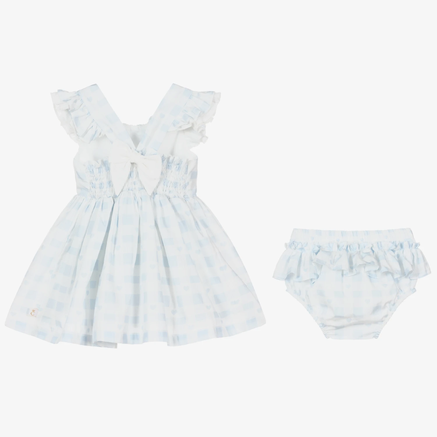 Caramelo Kids Baby Girls Blue Check Dress Set 7 Caramelo Kids Baby Girls Blue Check Dress Set - Image 5