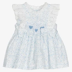 Caramelo Kids Baby Girls Blue & White Floral Dress