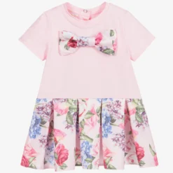 Childrensalon Occasions Baby Girls Pink Floral Cotton Dress