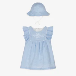 Chloé Baby Girls Blue Linen Chambray Dress Set