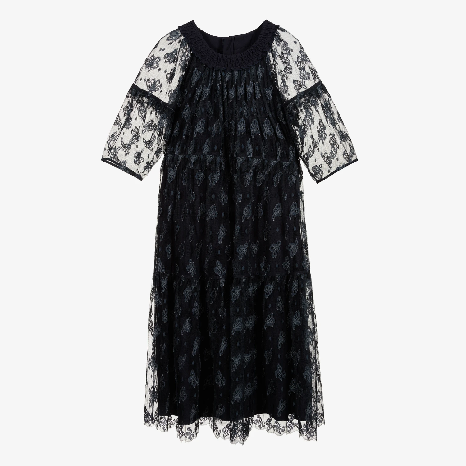 Chloé Teen Blue Embroidered Tulle Dress 3 Chloé Teen Blue Embroidered Tulle Dress