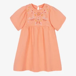 Chloé Teen Girls Coral Orange Floral Dress