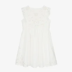 Chloé Teen Girls Ivory Embroidered Cotton Dress