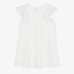 Chloé Teen Girls Ivory Embroidered Ruffle Dress
