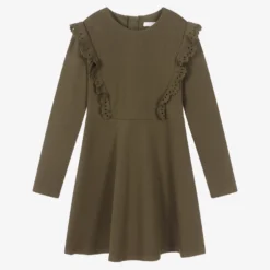 Chloé Teen Girls Khaki Green Dress