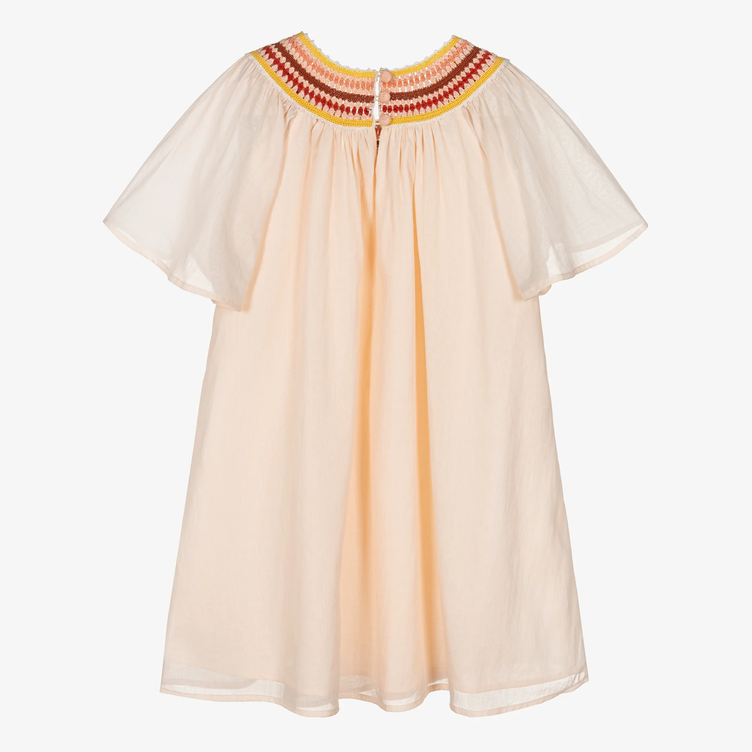Chloé Teen Girls Pink Cotton Macramé Dress 4 Chloé Teen Girls Pink Cotton Macramé Dress - Image 2