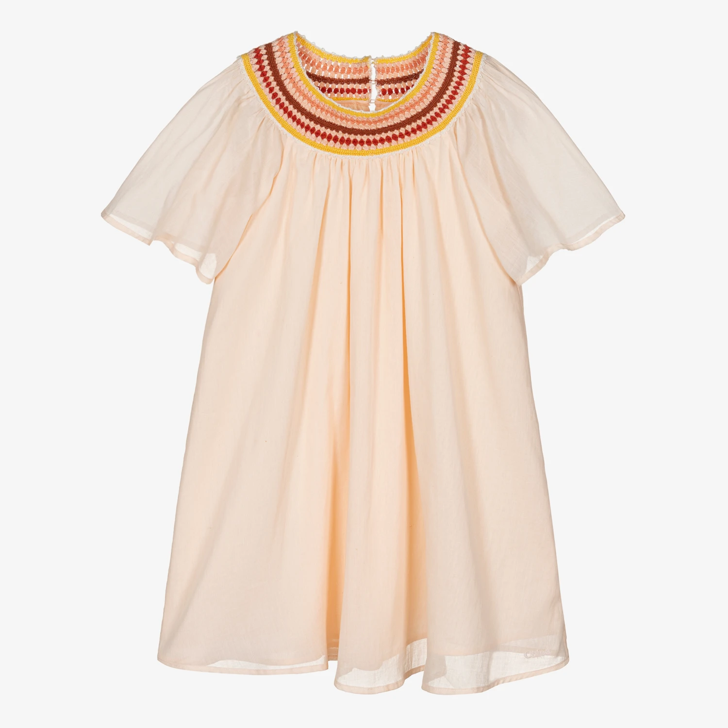 Chloé Teen Girls Pink Cotton Macramé Dress 3 Chloé Teen Girls Pink Cotton Macramé Dress